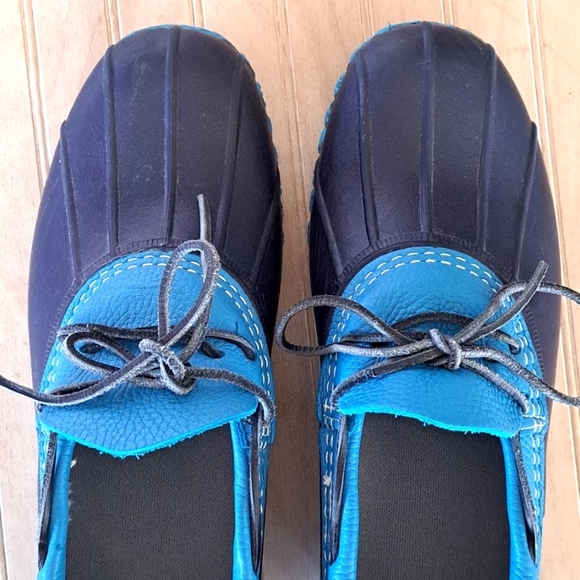 L.L. Bean 'Bean Boots' Low Leather Laced Rubber Mocs Duck Durable Qus Rain Boots - Picture 3 of 9